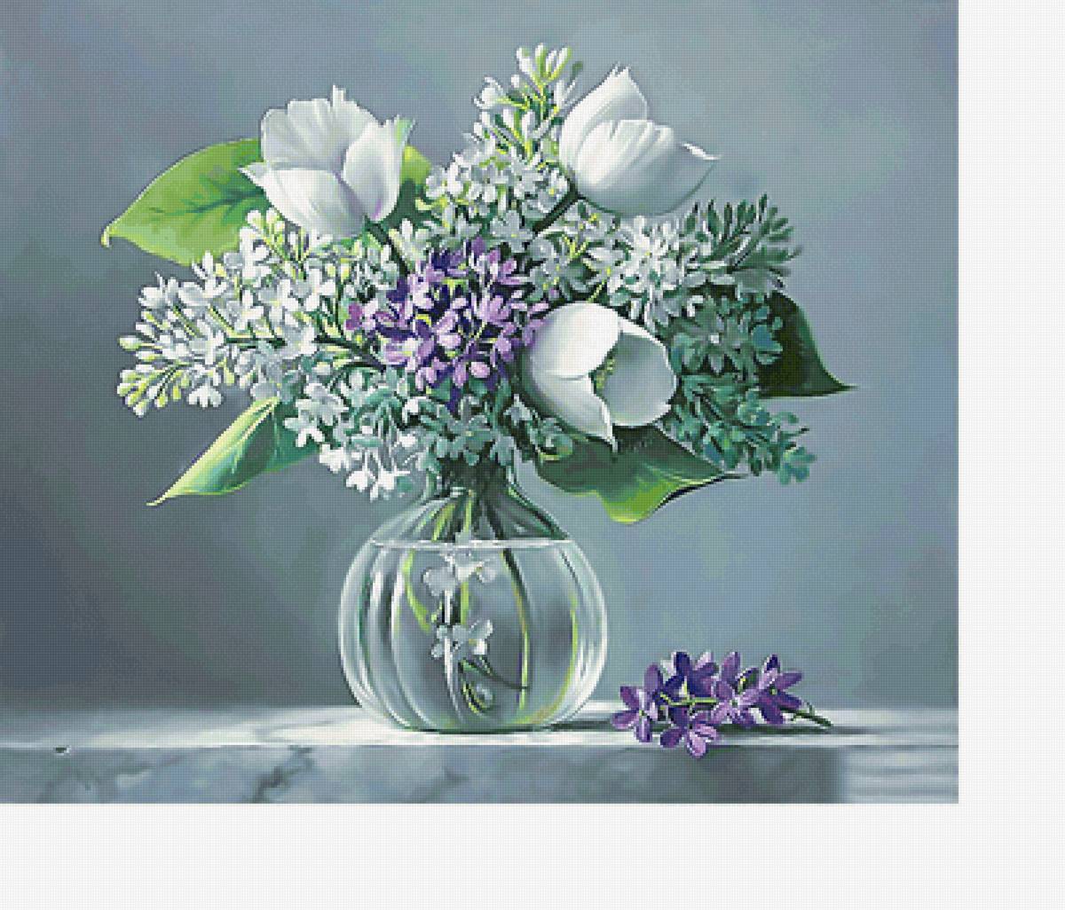 Серия "Букет". - букет, тюльпаны, сирень - предпросмотр