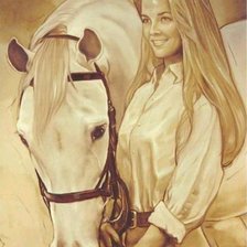 Схема вышивки «Девушка и лошадь»