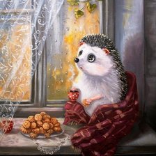 Схема вышивки «ежик у окна»