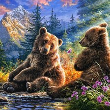 Схема вышивки «медвежата»