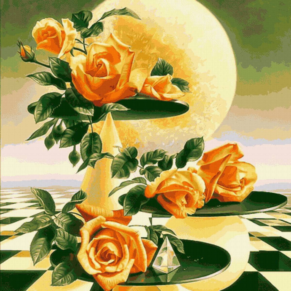 Жёлтые розы - розы, цветы - предпросмотр