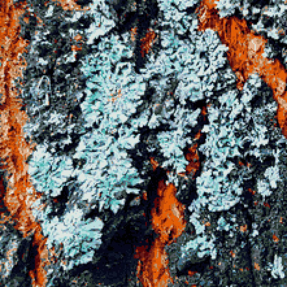 Дикий мох - оранжевый, природа, бирюзовый, поп-арт - предпросмотр