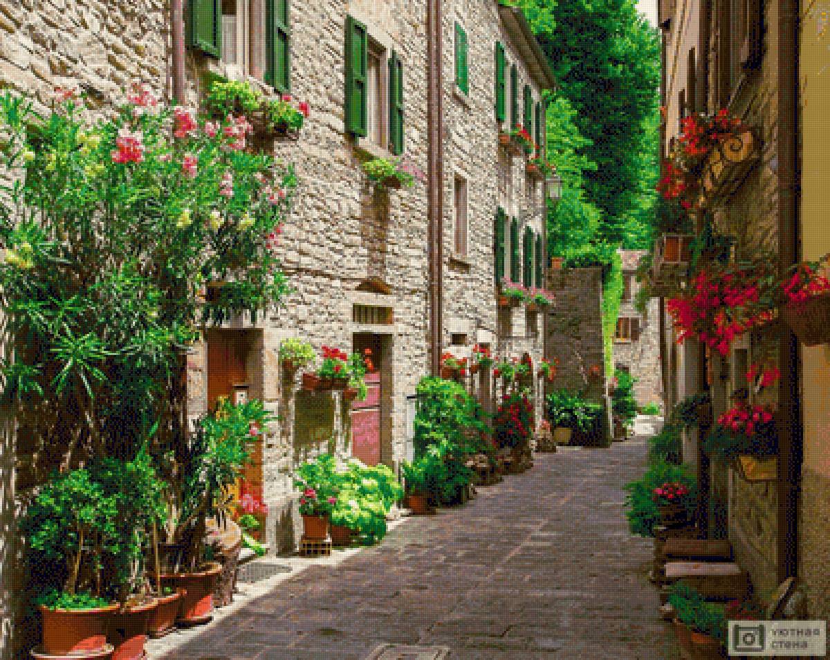 Зеленая улочка - пейзаж, город, улица - предпросмотр