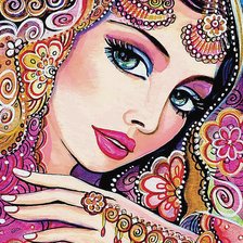 Схема вышивки «Девушка в сари»