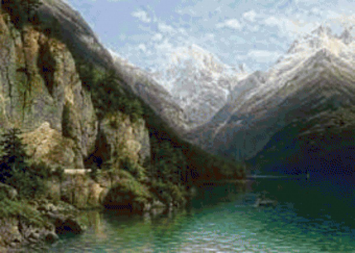 горное озеро - озеро.горы.лодка - предпросмотр