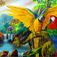 Схема вышивки «Попугаи»