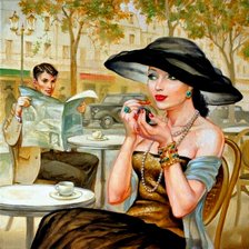 Схема вышивки «дама с чемоданами»