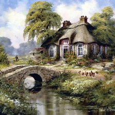 Схема вышивки «Домик у реки»