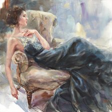 Схема вышивки «Девушка на кресле»