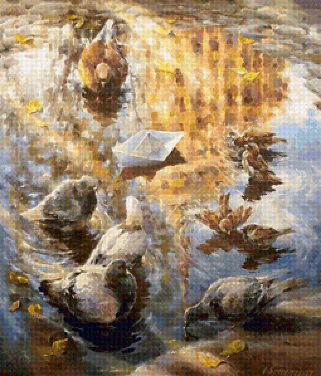 Голуби - птицы, картина, сергей бессонов - предпросмотр