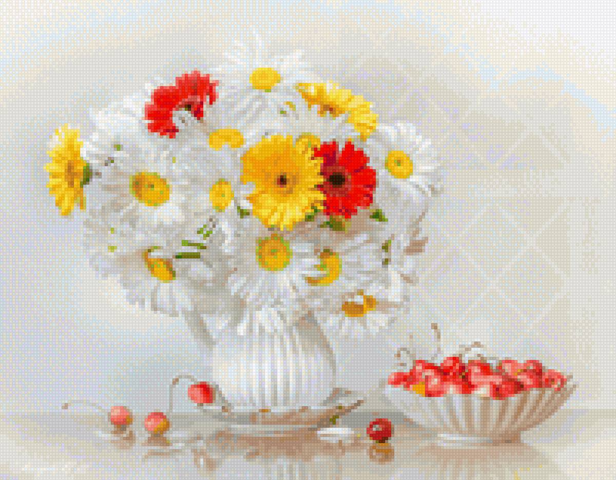 Букет - цветы ромашки рамашка букетик букеты - предпросмотр