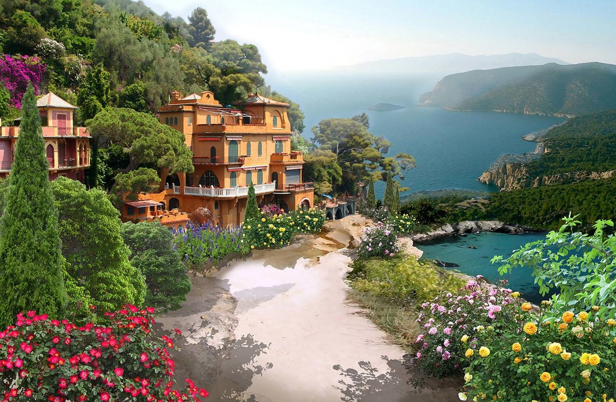 курорт - цветы, беседка, море - оригинал