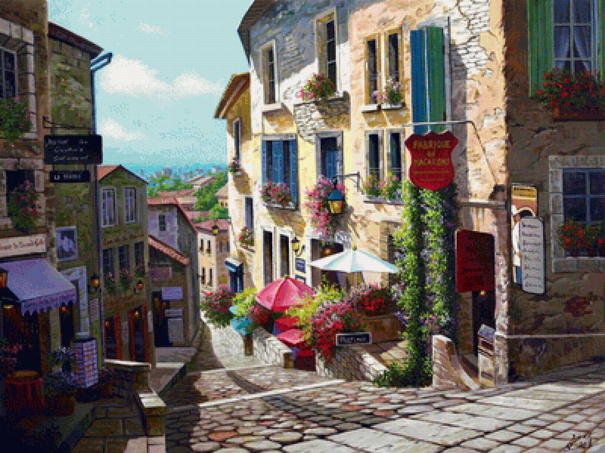 старый город - город, улица, картина - предпросмотр