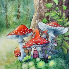 Схема вышивки «МУХОМОРЫ»