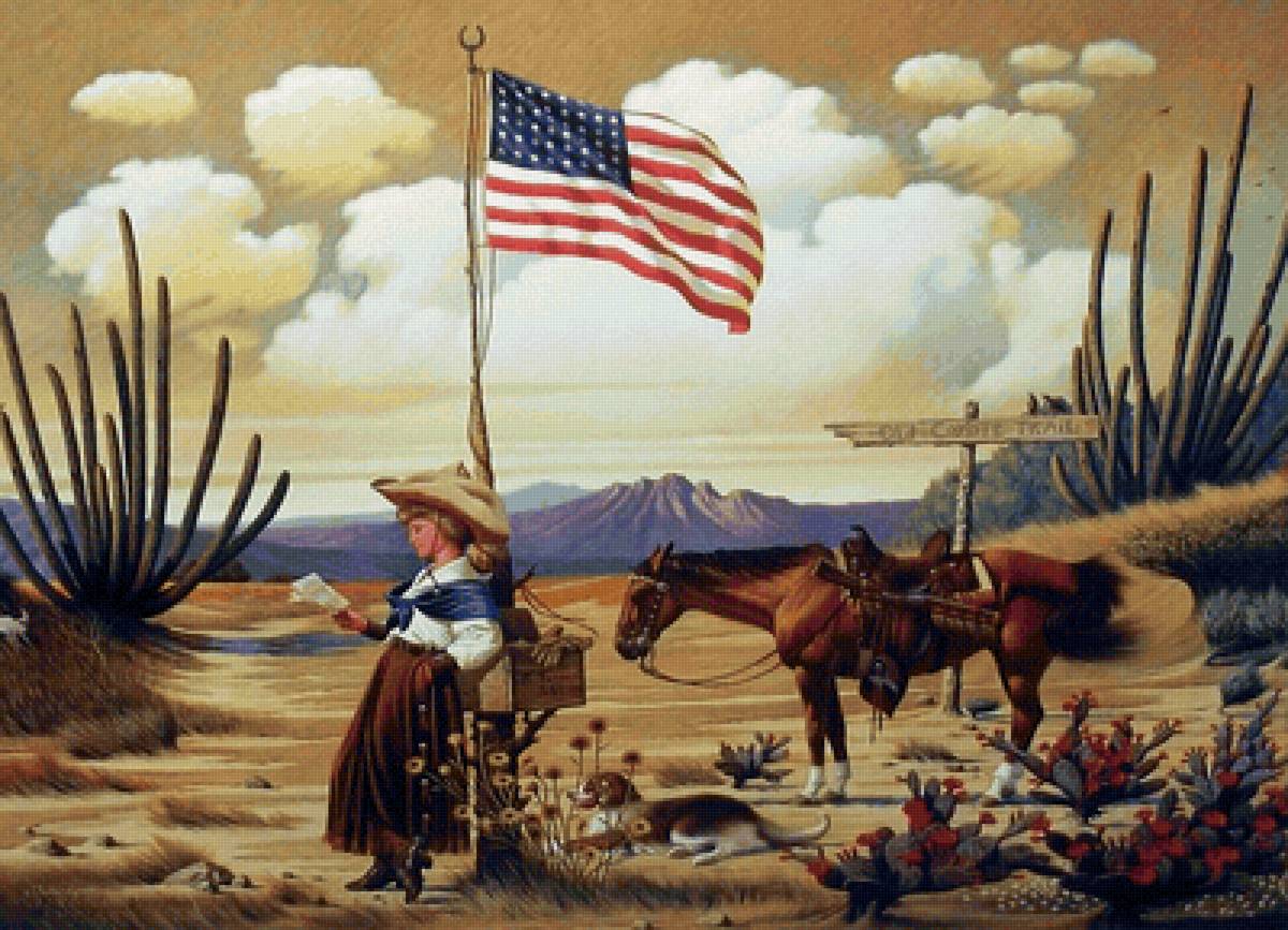 Долгожданное письмо - кактусы, лошадь, девушка, письмо - предпросмотр