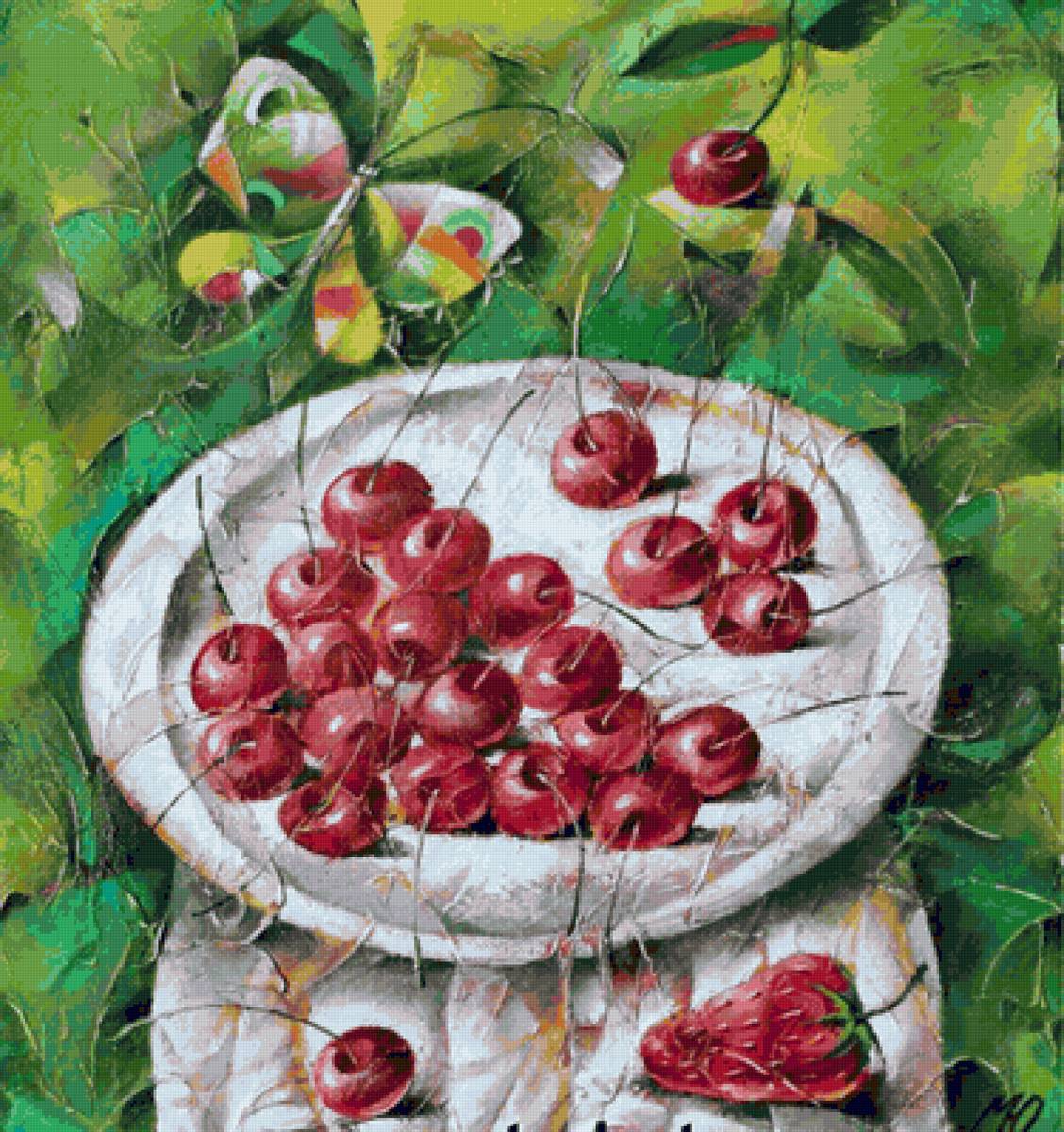 черешня по мотивам акварелей - подушка сплюшка - предпросмотр