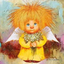 Схема вышивки «Солнечный ангел с букетом»