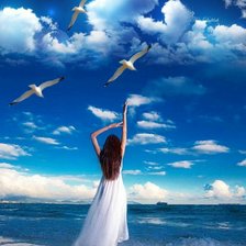 Схема вышивки «Девушка и море»