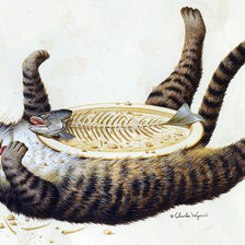 Схема вышивки «Завтрак кота»