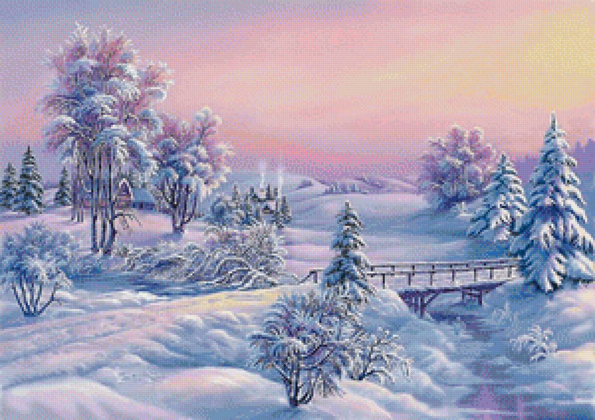 Морозный рассвет - зима, пейзаж, рассвет, мороз - предпросмотр