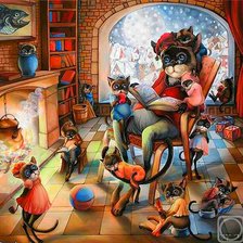 Схема вышивки «Дедушка-кот»