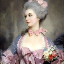 Схема вышивки «Portretul unei Doamne cu buchet,»