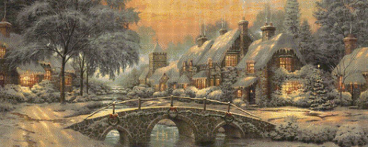 Томас Кинкейд - природа, домик, зима, томас кинкейд - предпросмотр