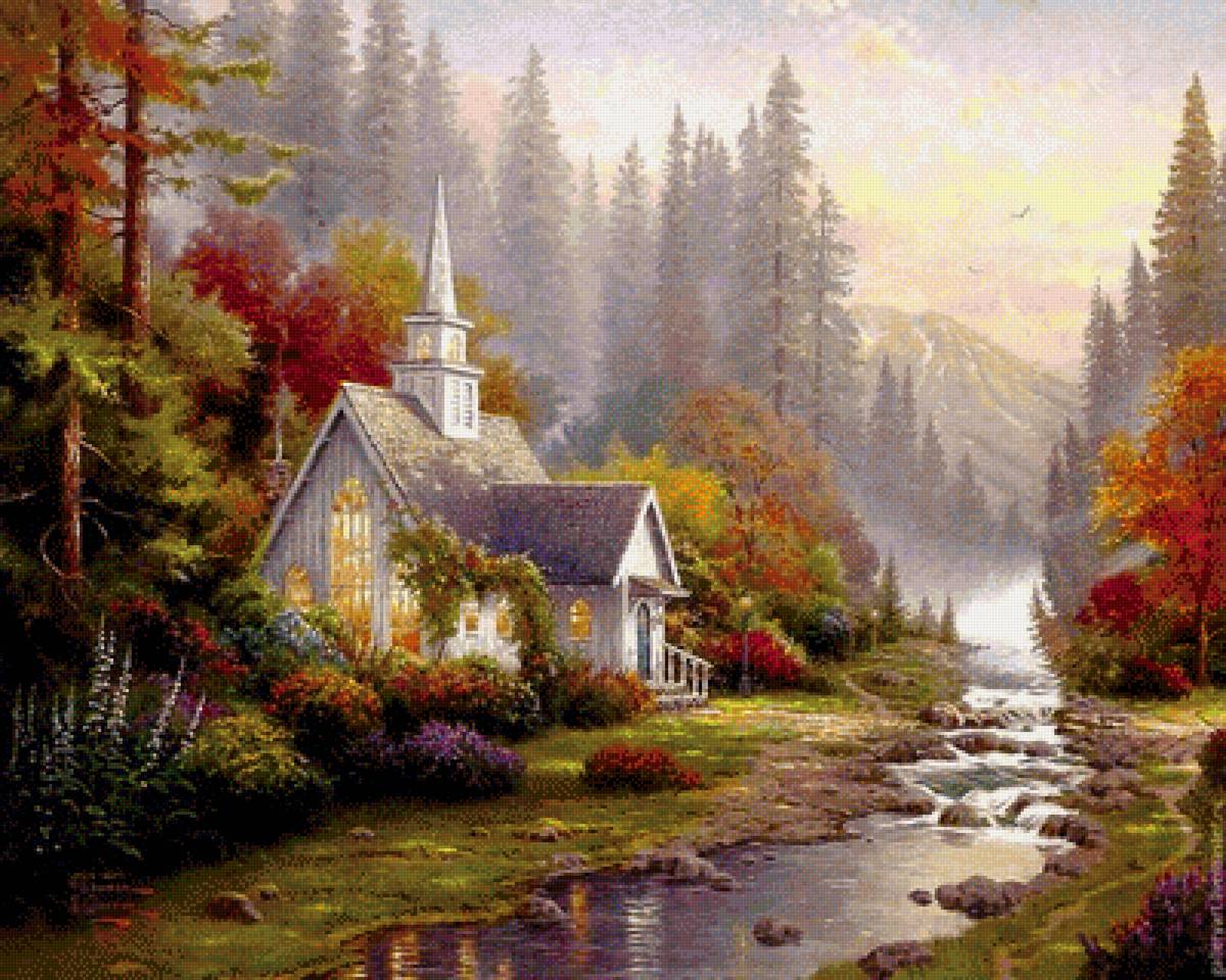 Томас Кинкейд - домик, томас кинкейд, природа - предпросмотр