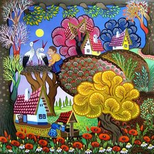 Схема вышивки «деревушка»