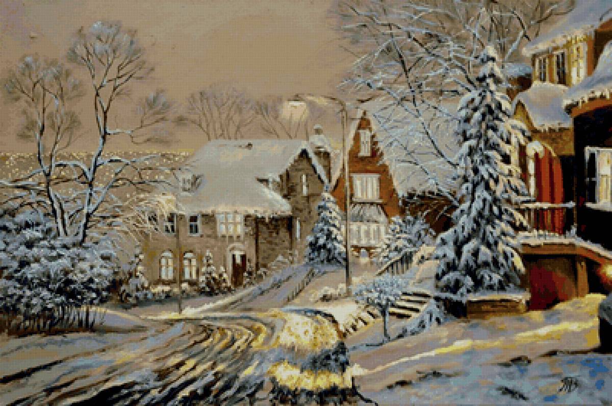 Зима в городе - снег, дома, зима - предпросмотр