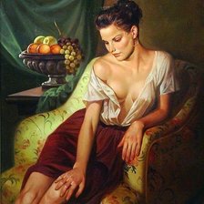 Схема вышивки «Mujer pensativa en sillón»