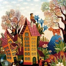 Схема вышивки «деревушка»