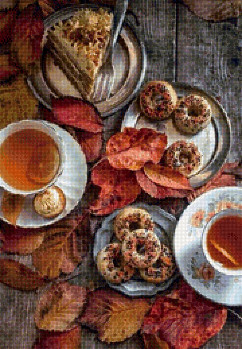 Осенний натюрморт - чашка чая, натюрморт - предпросмотр