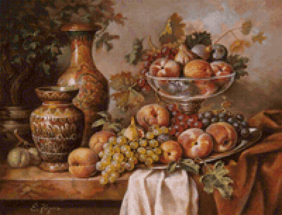 Натюрморт - кувшин, натюрморт, фрукты - предпросмотр