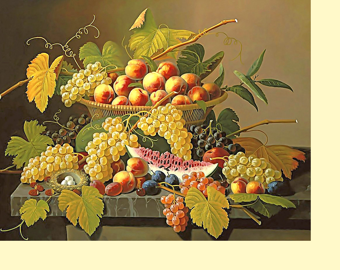 Серия "Натюрморт" - фрукты, натюрморт, виноград - оригинал
