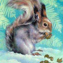 Схема вышивки «Белка С новым годом»