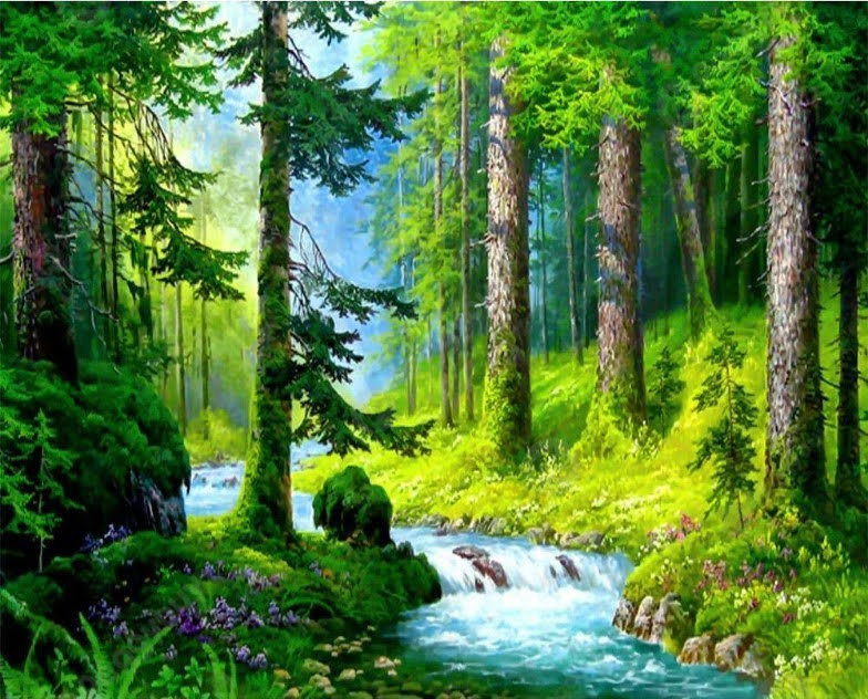 лесная река - река, лес - оригинал