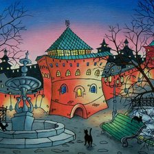 Схема вышивки «ночная улица»