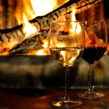 Схема вышивки «бокалы на фоне горящих дров»