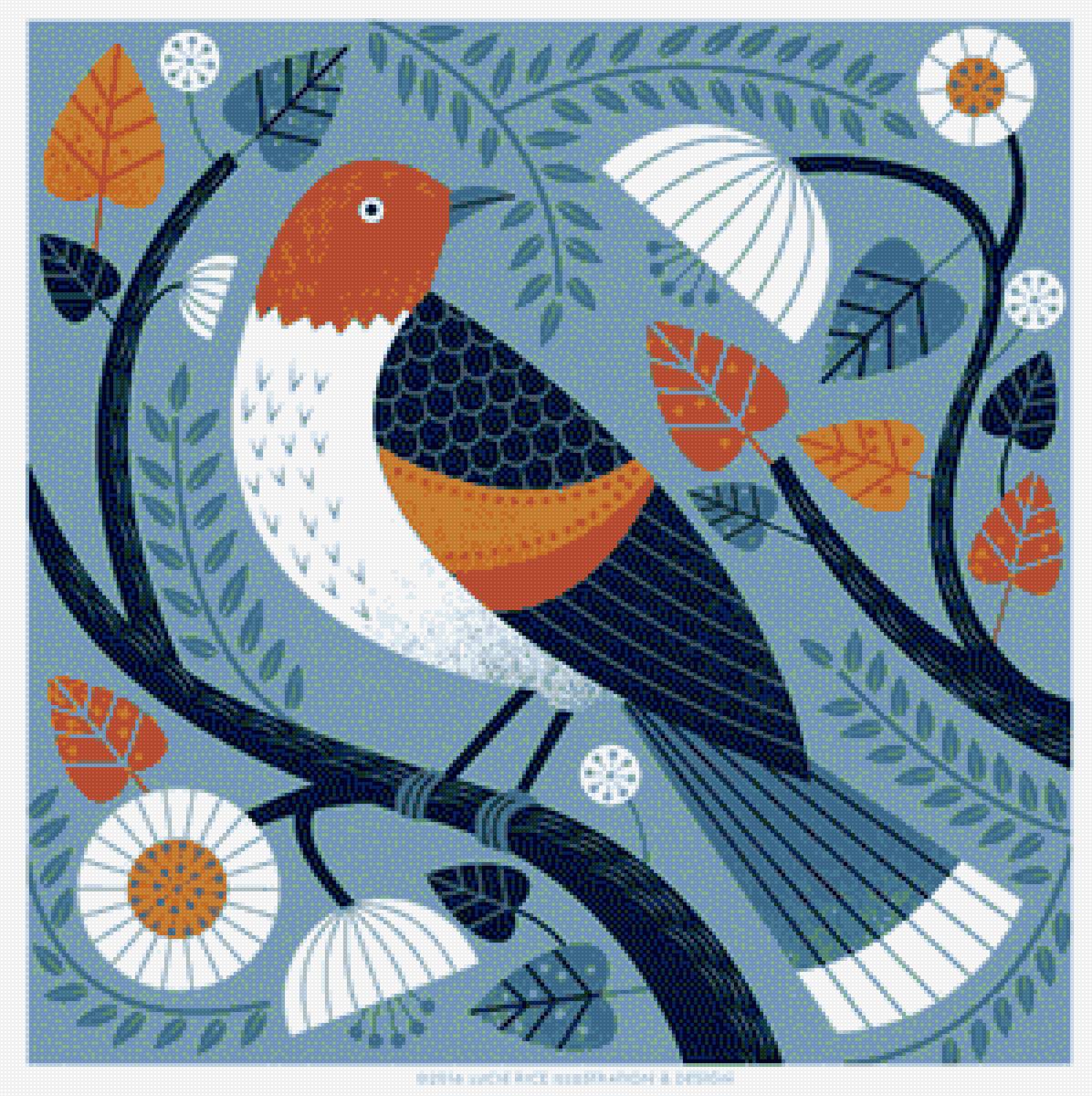 №2432977 - скандинавия, птицы, фолк арт, графика - предпросмотр