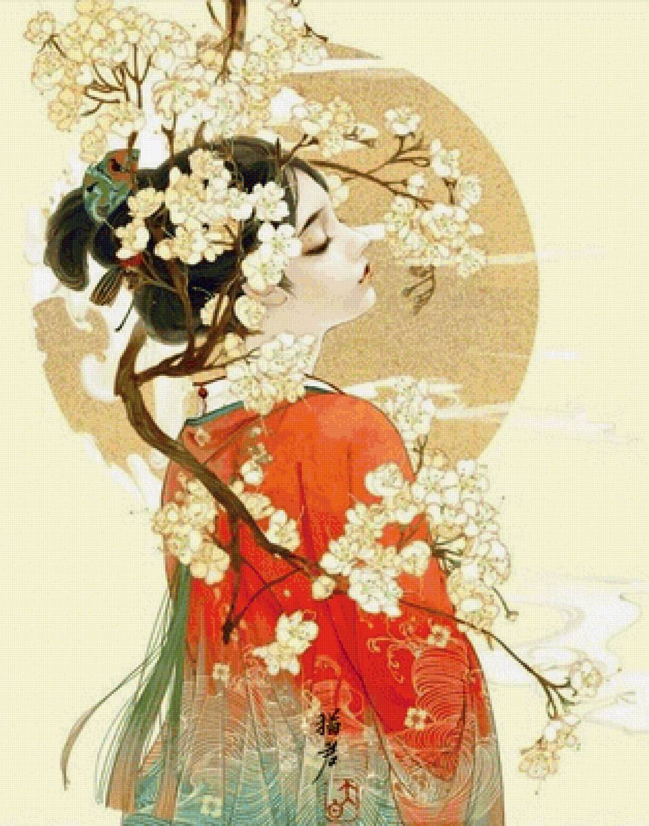 гейша и сакура - гейша сакура - предпросмотр