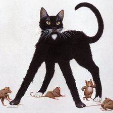 Схема вышивки «Жил да был за углом чёрный кот»
