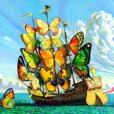 Схема вышивки «Корабль бабочка. Сальвадор Дали»