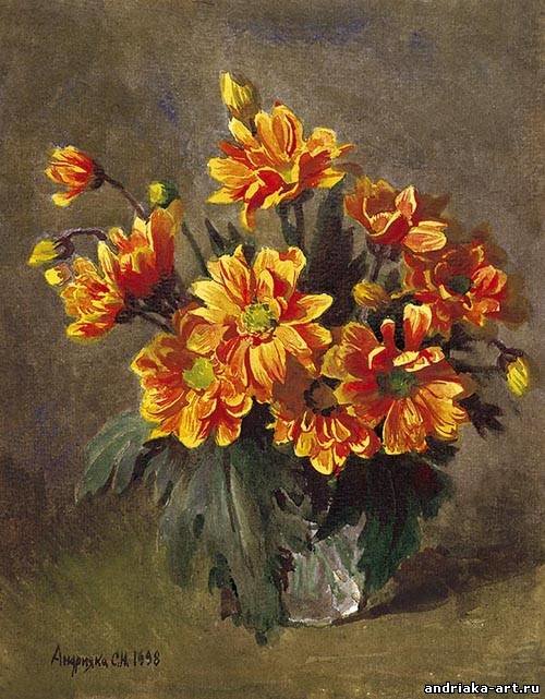 Сергей Андрияка - незабудки, натюрморт, ваза, цветы, осень - оригинал