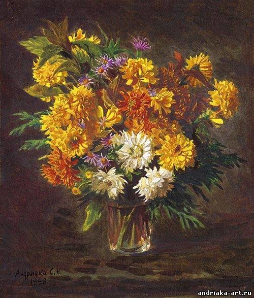 Сергей Андрияка - цветы, осень, ваза, натюрморт - оригинал