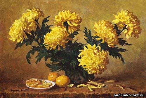 Сергей Андрияка - хризантемы. натюрморт, ваза, цветы, осень - оригинал