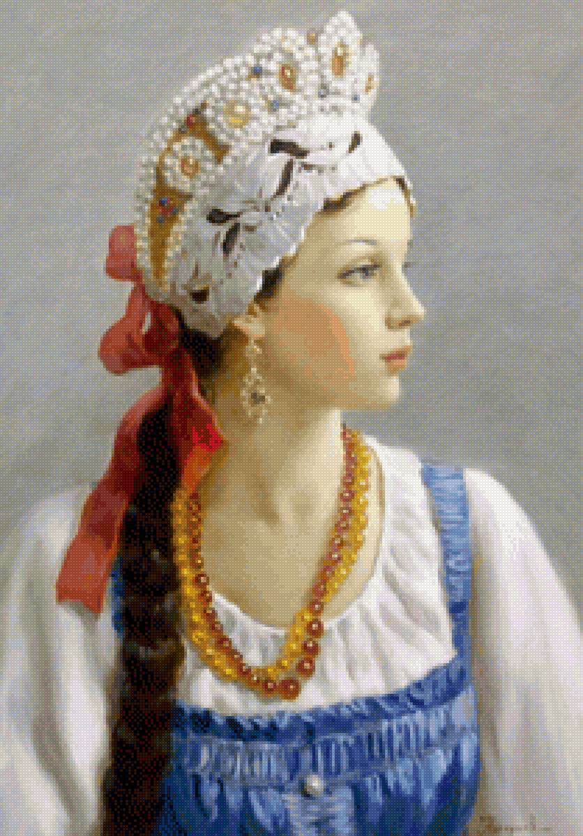 русская красавица - русская красавица, коса, россия, славянка, шкатулка - предпросмотр