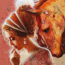 Схема вышивки «Дева и конь»