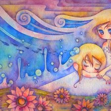 Схема вышивки «Сестра и сестренка»