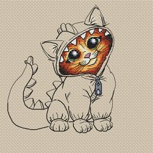 Схема вышивки «кот-дракон»